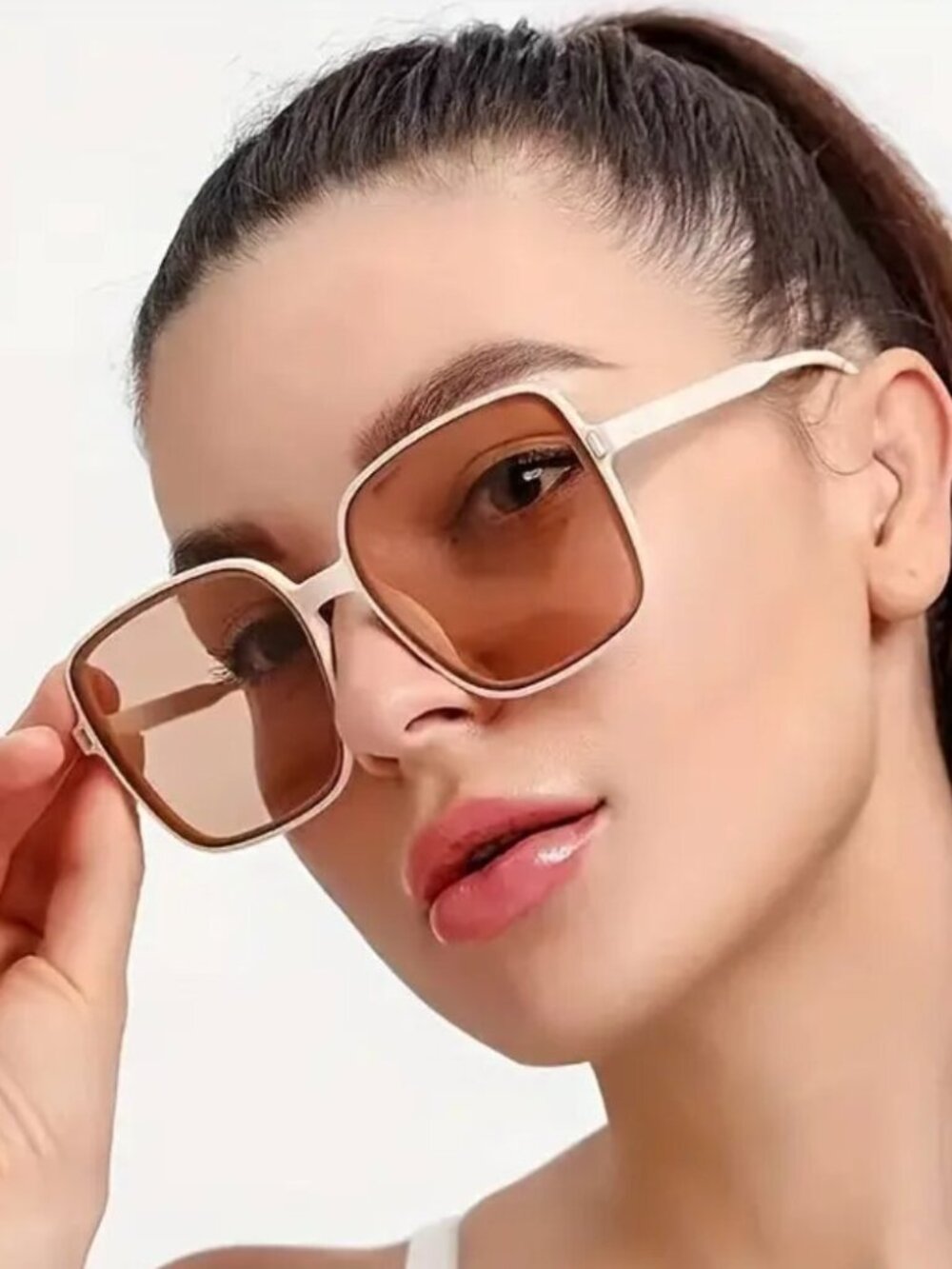 BRAND NEW Beige Color Fashion Vintage Vibe Square Sunnies Sunglasses Shades Boho